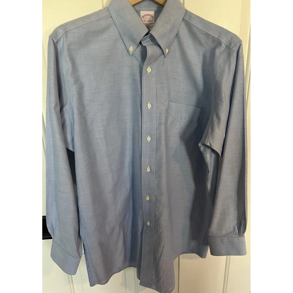 Brooks Brothers Supima Cotton Non-Iron Blue Button-Down Shirt 15 1/2-32